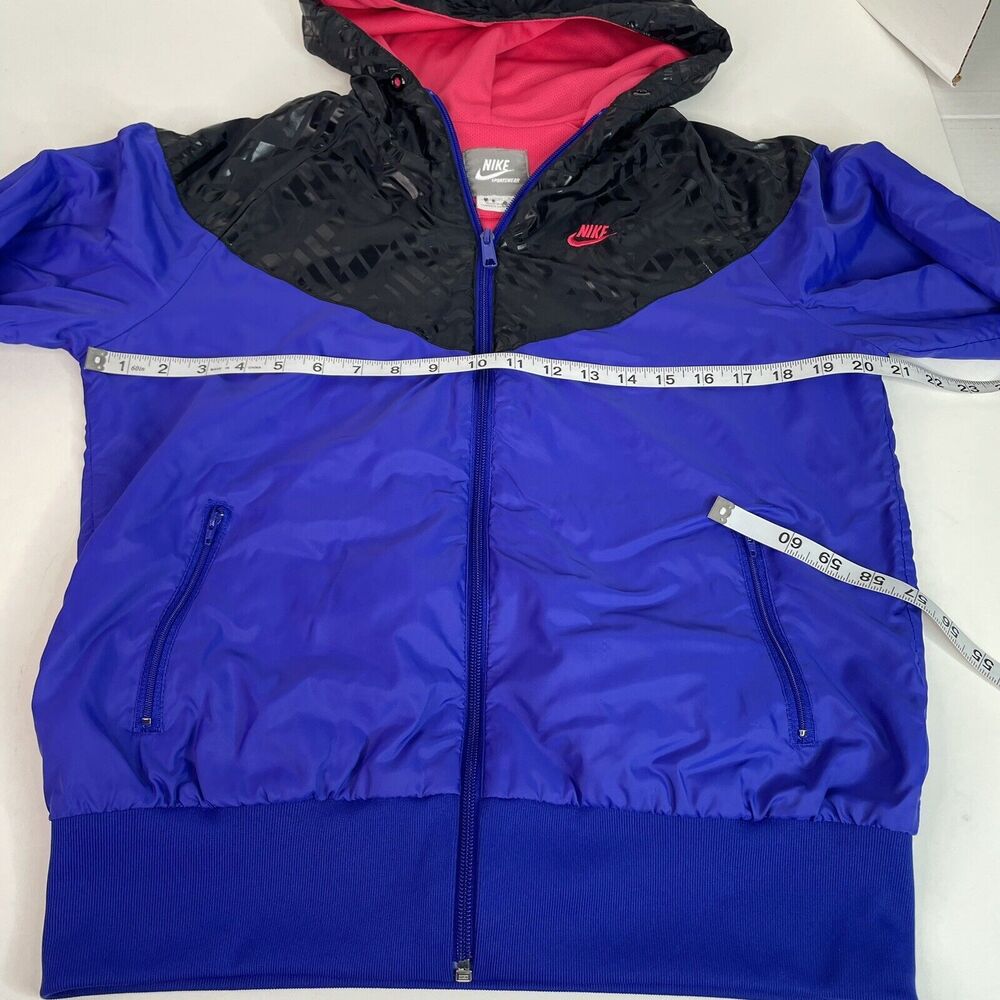 Vintage Nike Windbreaker Jacket, Youth Large, Blue/Black, Full Zip, Hooded - Picture 8 of 10